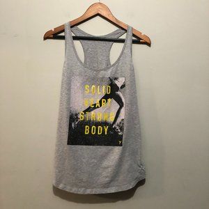 Old Navy Active Racer Back Athleisure Graphic Tank Grey/Black/Yellow Large
